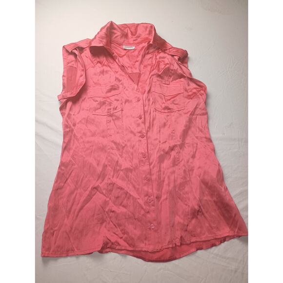 Georgiou Studio Silk Top Blouse Women 12 Sleeveless Button Front Y2K - Picture 1 of 5